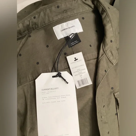 Current/Elliott Olive Green Polka Dot Crew Jumpsuit | Casual Chic New Romper - Picture 14 of 16